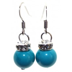 Turquoise Howlite Gemstone Sphere Fishhook Earrings