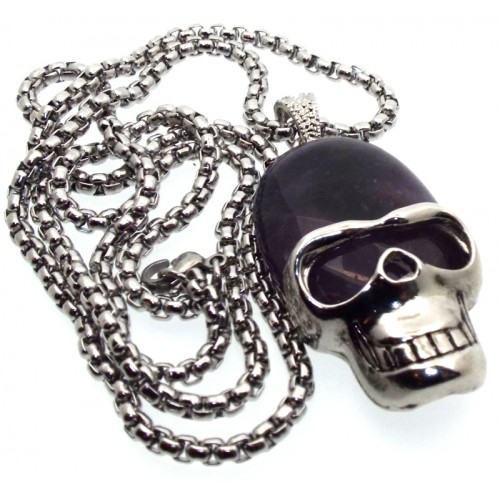 Amethyst Skull Chain Necklace