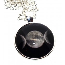 Triple Moon Glass Dome Chain Necklace