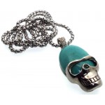 Turquoise Howlite Skull Chain Necklace