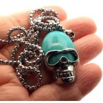 Turquoise Howlite Skull Chain Necklace