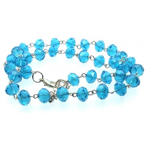 20 Inch Blue Crystal Glass Bead Necklace