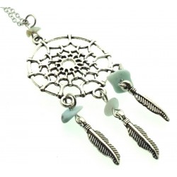 Larimar Gemstone Dreamcatcher Chain Necklace