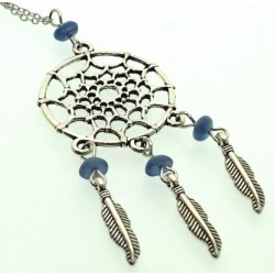 Blue Chalcedony Gemstone Dreamcatcher Chain Necklace