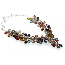 Multi Coloured Gemstone Gypsy Charm Necklace