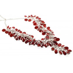 Red Coral Gemstone Gypsy Charm Necklace