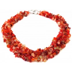 Red Agate Gemstone Chip Collar Necklace