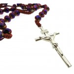 Purple Bead Rosary Macrame Necklace