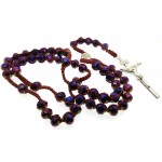 Purple Bead Rosary Macrame Necklace