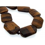 Tigers Eye Gemstone Flat Oval Shaped Bead Necklace