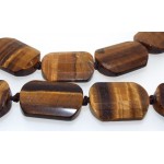 Tigers Eye Gemstone Flat Oval Shaped Bead Necklace