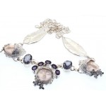 Amethyst and Iolite Indian Silver Goddess Necklace 01