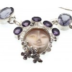 Amethyst and Iolite Indian Silver Goddess Necklace 01