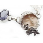 Amethyst and Iolite Indian Silver Goddess Necklace 01