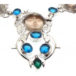 Blue Topaz and Diopside Indian Silver Goddess Necklace 02