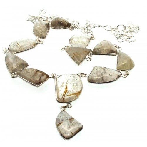 Angel Hair Quartz Indian Silver Necklace 01