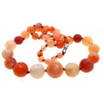 18 inch Orange Agate Gemstone Faceted Bead Necklace