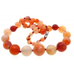 18 inch Orange Agate Gemstone Faceted Bead Necklace
