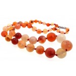 18 inch Orange Agate Gemstone Faceted Bead Necklace