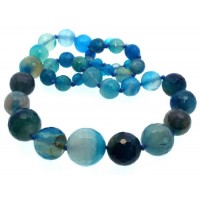 18 inch Blue Agate Gemstone Faceted Bead Necklace
