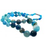 18 inch Blue Agate Gemstone Faceted Bead Necklace