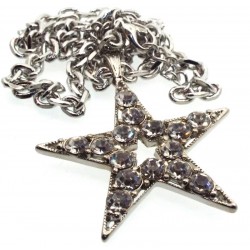 Bling Medium Metal Crystal Glass Star Necklace