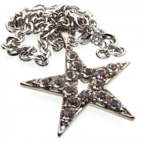 Bling Medium Metal Crystal Glass Star Necklace