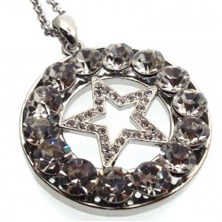 Bling Metal Pentacle Crystal Glass Necklace