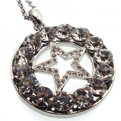 Bling Metal Pentacle Crystal Glass Necklace