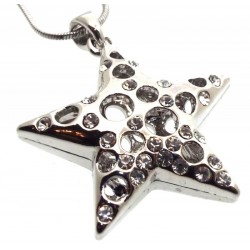 Bling Small Metal Crystal Glass Star Necklace