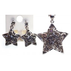 Bling Metal Crystal Glass Star Necklace and Earring Set
