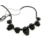 Black Agate Gemstone Woven String Necklace