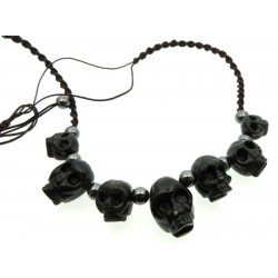 Black Agate Gemstone Woven String Necklace