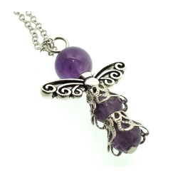 Amethyst Gemstone Bead Angel Chain Necklace