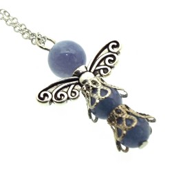 Chalcedony Gemstone Bead Angel Chain Necklace