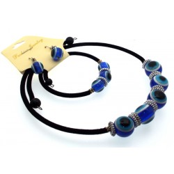 Evil Eye Bead Necklace Bracelet and Earring Set