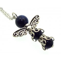 Lapis Lazuli Gemstone Bead Angel Chain Necklace
