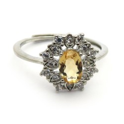 Citrine Silver Plated Adjustable Ring