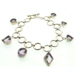 Amethyst Sterling Silver Charm Bracelet