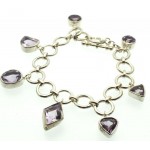 Amethyst Sterling Silver Charm Bracelet