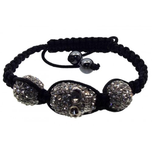 Diamonte Skull Bling Bead Bracelet