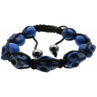 Blue Skull Bead adjustable Macrame Bracelet