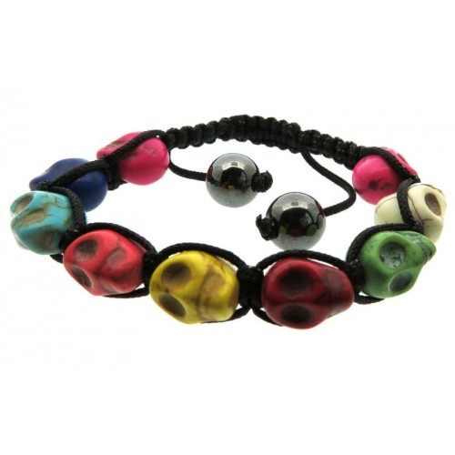 Multi Colour Skull Bead adjustable Macrame Bracelet
