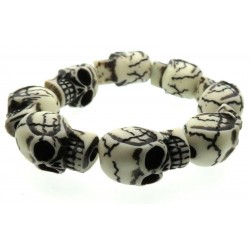 White Resin Skull Bead Elasticated Bracelet