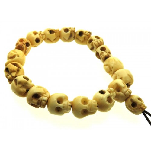 Tibetan Yak Bone Skull Bead elasticated Bracelet
