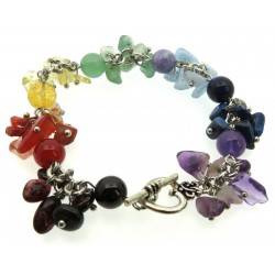 Chakra Gemstone Cluster Bead Toggle Bracelet