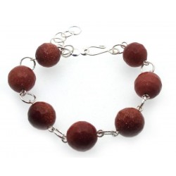 Faceted Goldstone Gemstone Bead Bracelet