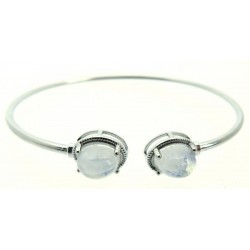 Rainbow Moonstone Sterling Silver Open Bangle