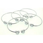 Rainbow Moonstone Sterling Silver Open Bangle