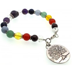 Chakra Gemstone Bead Tree of Life Bracelet